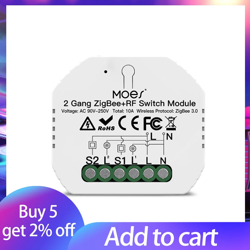 

Tuya ZigBee 3.0 Smart Light Switch Relay Module 1/2 Gang Zigbee+RF Switch Module Rf Switch Module Remote Work With Alexa