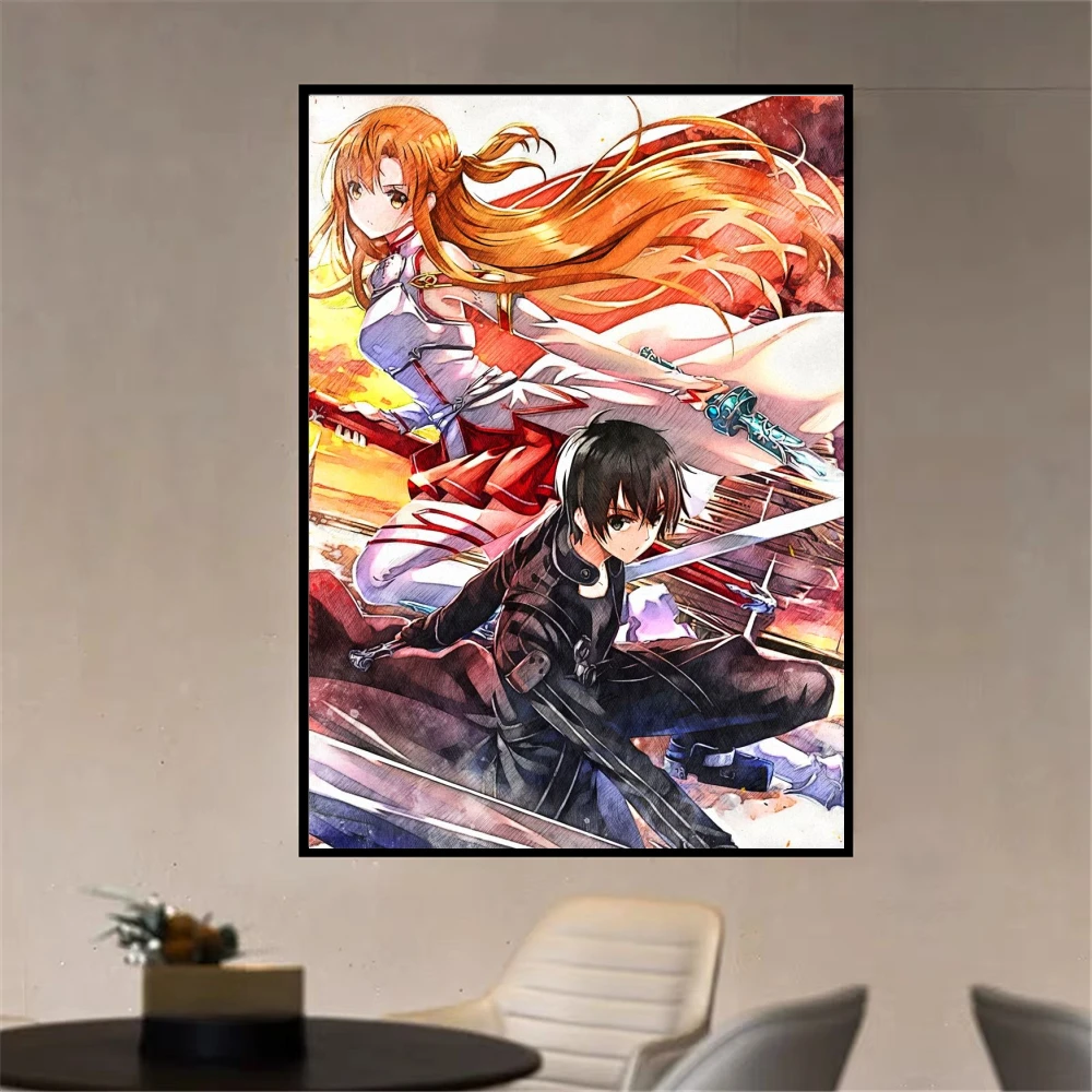 Декор для подростковой комнаты плакат с аниме-фигуркой искусство меча онлайн