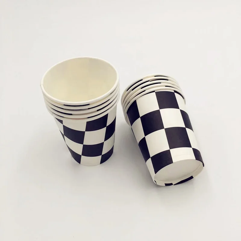10 шт./лот черно-белые тематические бумажные стаканчики в сетку одноразовые для