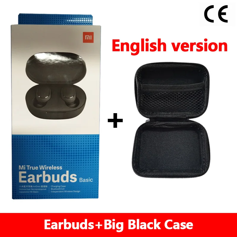 Xiaomi Redmi Airdots TWS Bluetooth наушники, стерео бас беспроводная гарнитура шумоподавления с микрофоном Handsfree наушники AI управление - Цвет: cable big case