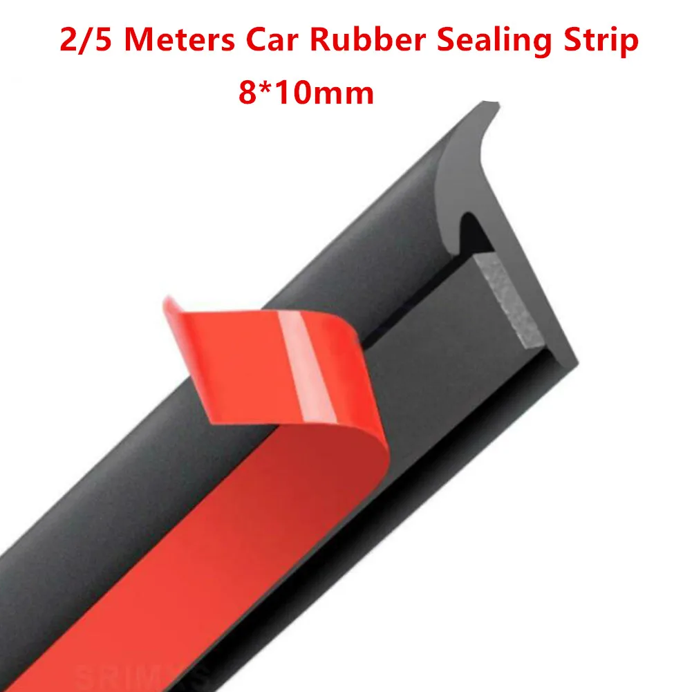 2/5/10M Car Rubber Sealing Strip Inclined T-shaped Weatherproof Edge Trim Auto Decorative Film Adhesive Double-Sided Tape Red