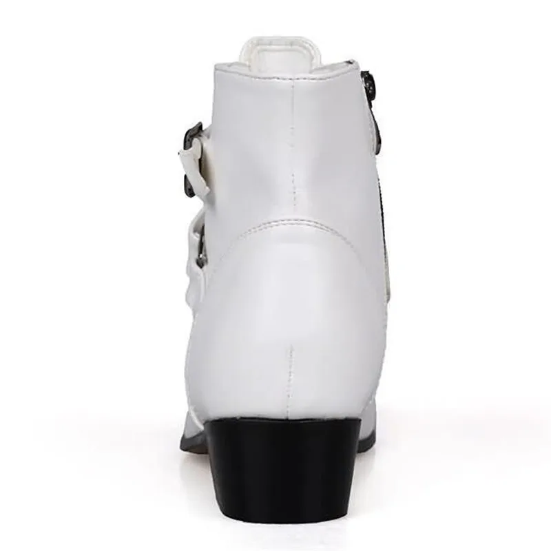 Ботильоны мужские из натуральной кожи заостренный носок высокий каблук модные