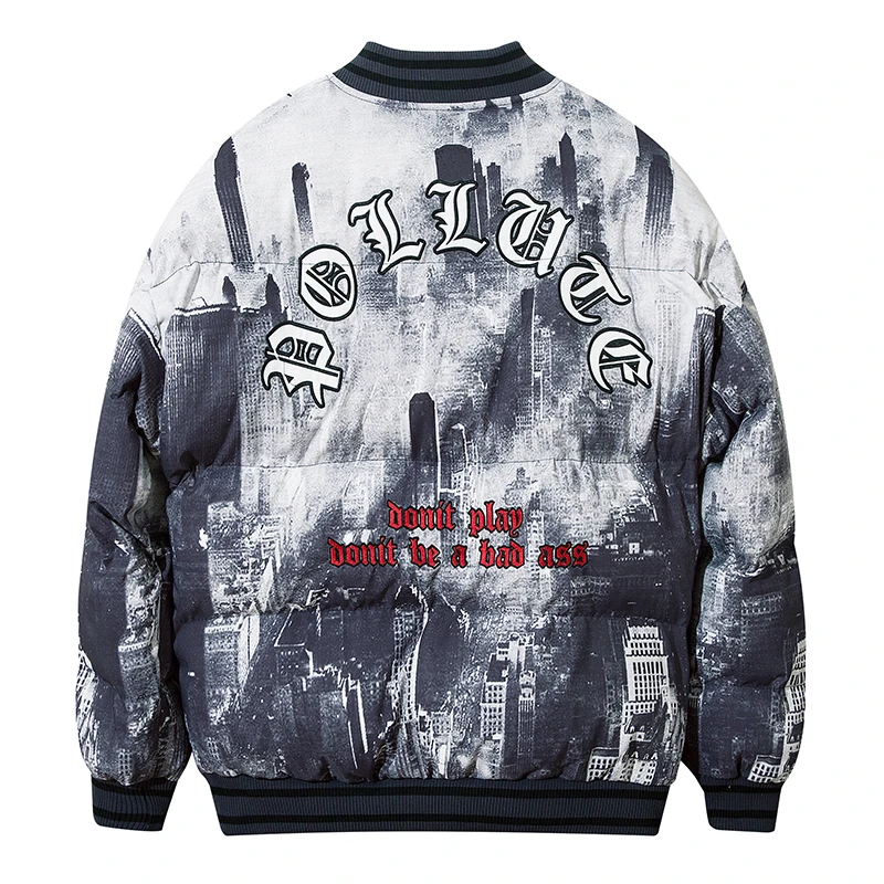 2021 Baseball Winter Mens Jacket Letter Embroidery Hip Hop Zipper Thick Warm Jackets Men Fashion Casual Streetwear Tops Coat