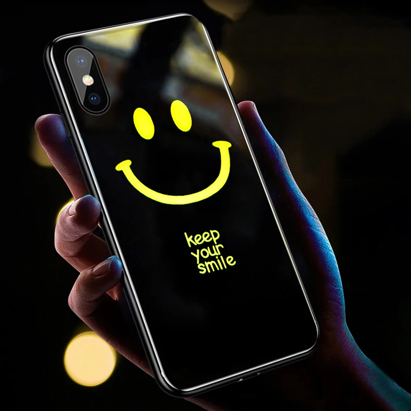 Светящийся чехол со светодиодной вспышкой для iPhone 13 Pro Max 12 mini 11 с закаленным