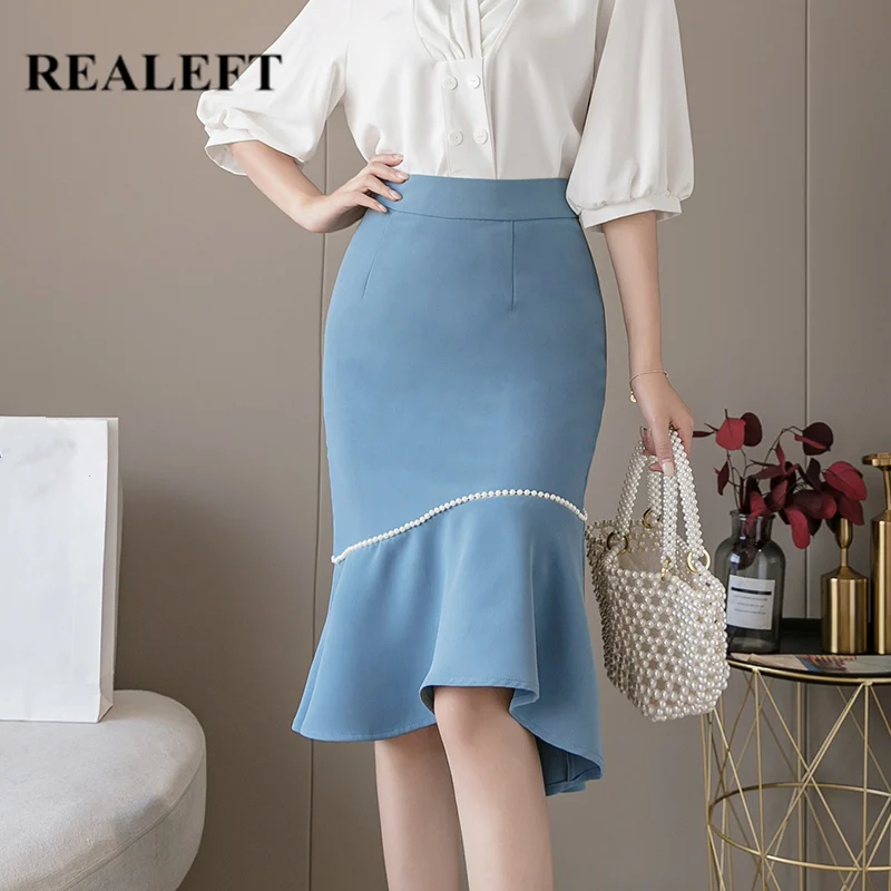 REALEFT Лето 2020 Новая рабочая одежда нерегулярные алмазные женские юбки миди с