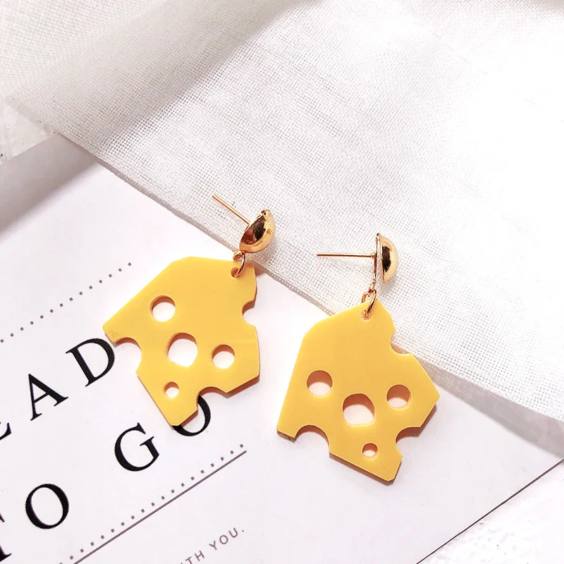 Корея горячая распродажа Новые Модные Акриловые серьги треугольник сыра милый