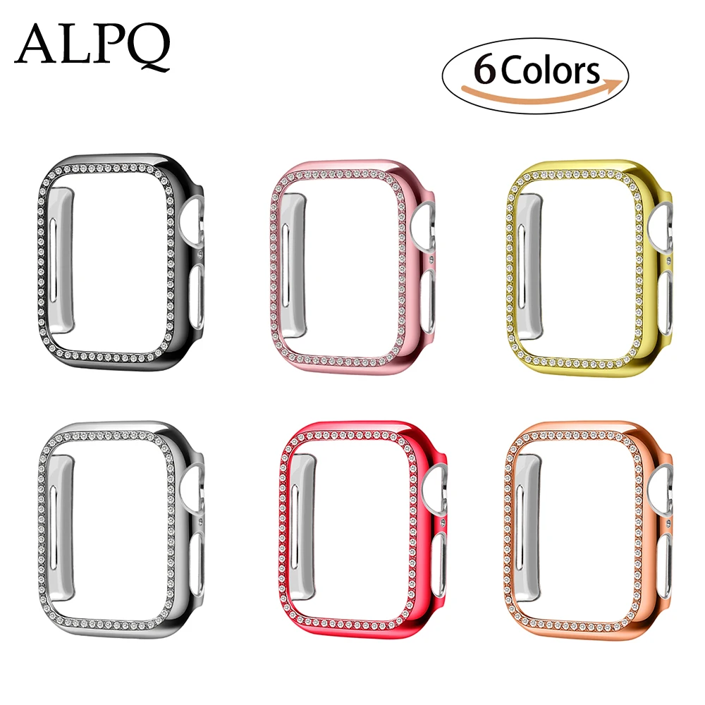 Роскошный хромированный чехол APQL для Apple Watch 38 мм 40 42 44 со стразами защитный iWatch