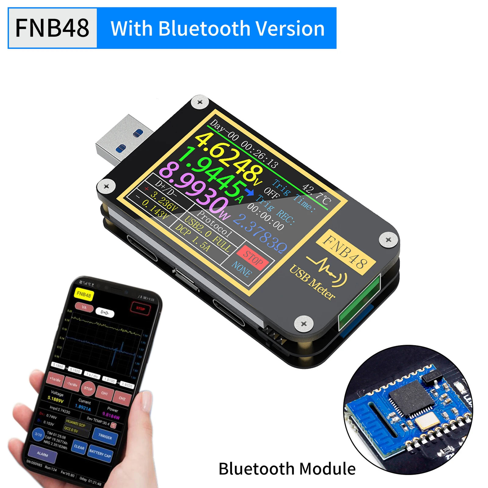 FNIRSI-FNB48 PD триггер Вольтметр Амперметр ток и вольтметр USB тест er QC4 + PD3.0 2 0 PPS