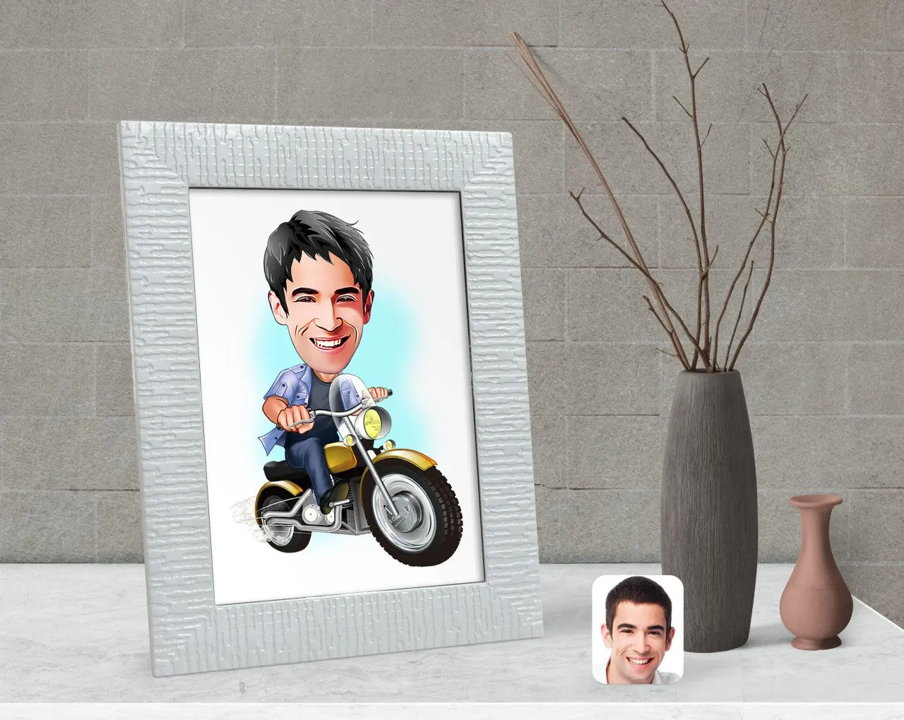 

Personalized Men 'S Biker Caricature Of Decorative Çerçeve-1