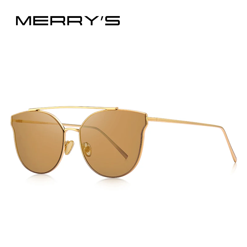 C07 Gold MERRYS дизайн женские роскошные брендовые солнцезащитные очки кошачий глаз женские модные двухлучевые солнцезащитные очки UV400 защита S8089N - Цвет линз: C07 Gold