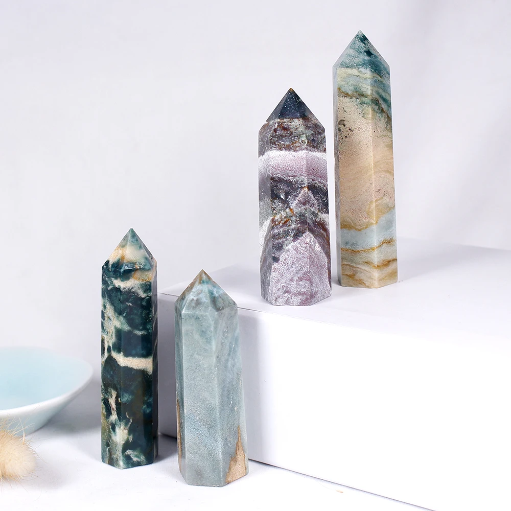 7-10 см натуральный кристалл океан яшма точка лечебный камень шестигранный