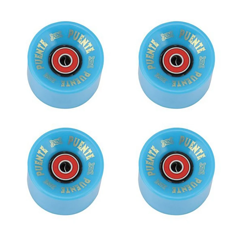 

PUENTE 4Pcs Cruiser Skateboard Wheels PU Wheels Long Board Cruiser Wheels with ABEC-9 Bearings