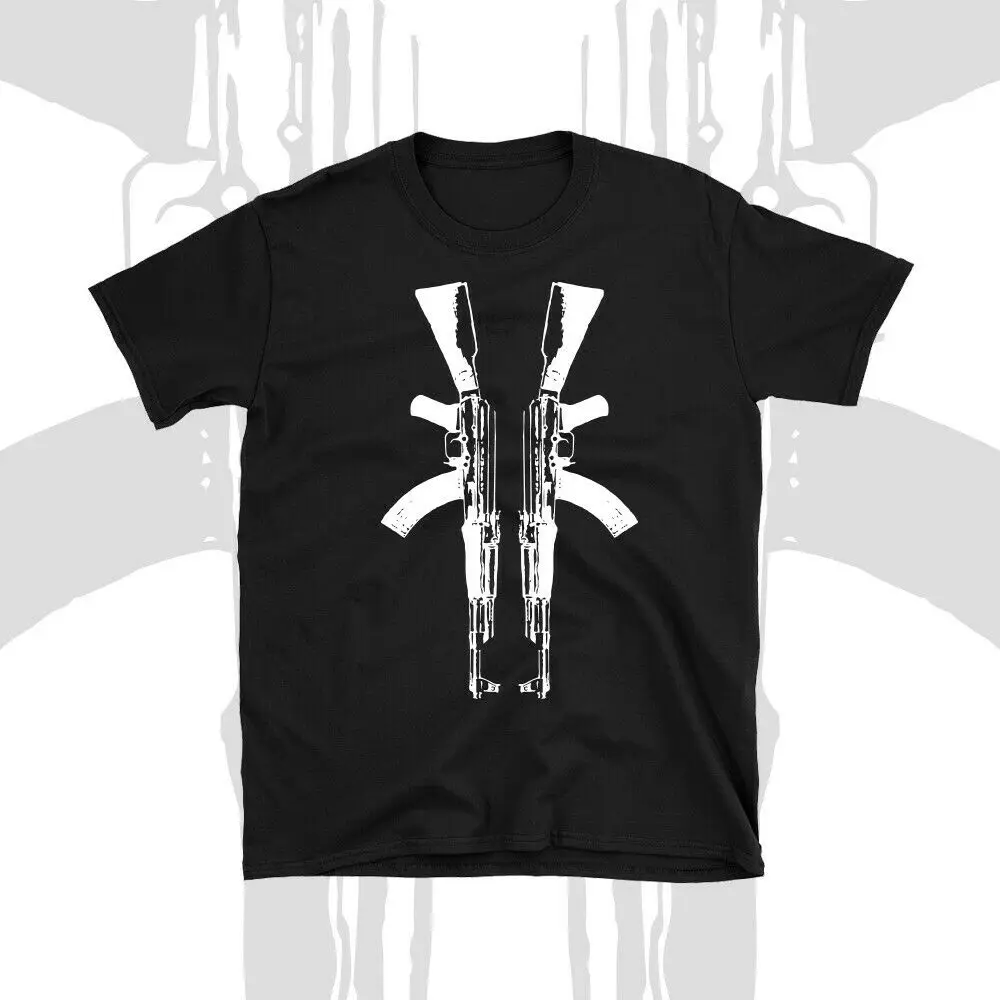 

Black UniSex Ak47 / Skull Print T Shirt Mens Summer Cotton O-neck Short Sleeves Tee