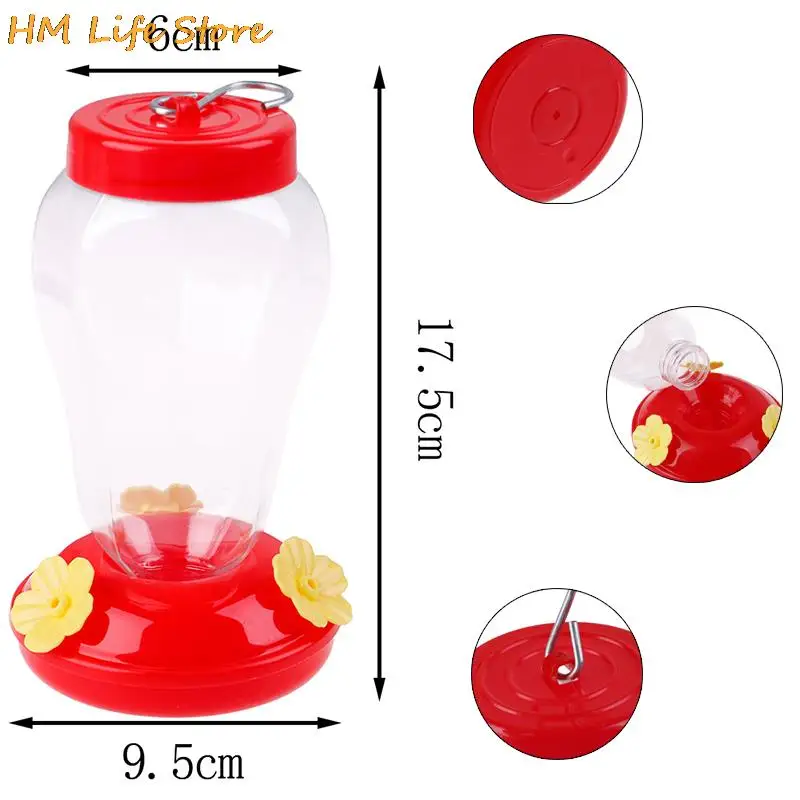 

1Pcs 9.5*17.5cm Plastics Bird Water Feeder Bottle Hanging Hummingbird Feeder Garden Outdoor Plastic Flower Iron Hook Bird Feeder