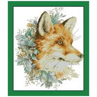 wreath fox animals patterns counted cross stitch 11ct 14ct 18ct diy chinese cross stitch kits embroidery needlework sets