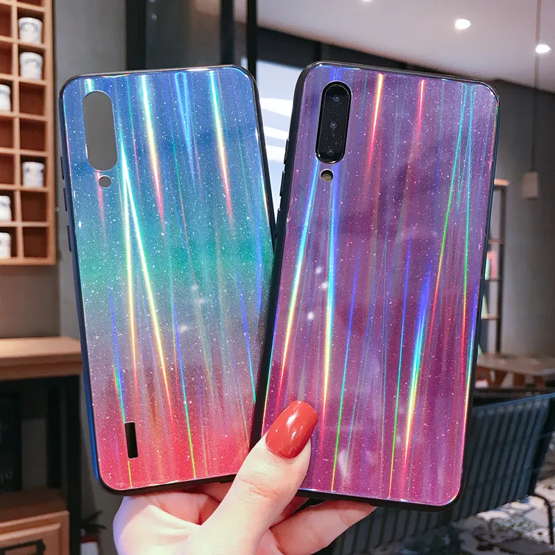 Redmi Note 7 роскошный блестящий чехол для телефона с лазерным стеклом Xiaomi mi8 8SE mi9 9SE CC9