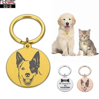 2022 pet id tag name phone number free engraving cat dog puppy collar stainless steel original anti lost pet jewelry keyring