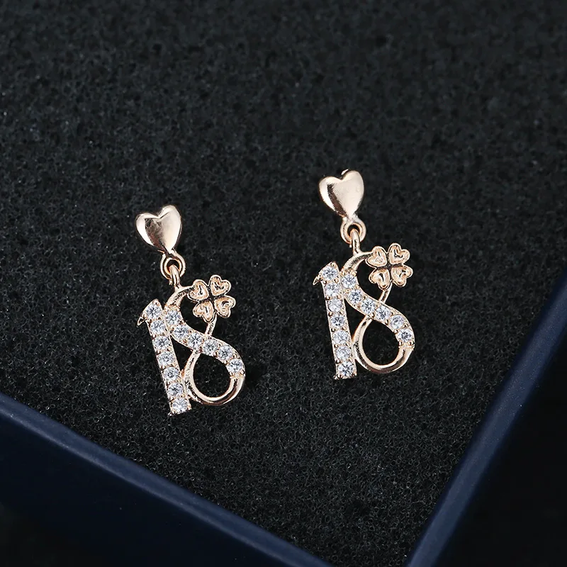 

DE126 Fashion Creative Digital Heart-Shaped Drop Earrings Girlfriend Gifts Party Evening Woman Jewelry Stud Earrings 2021