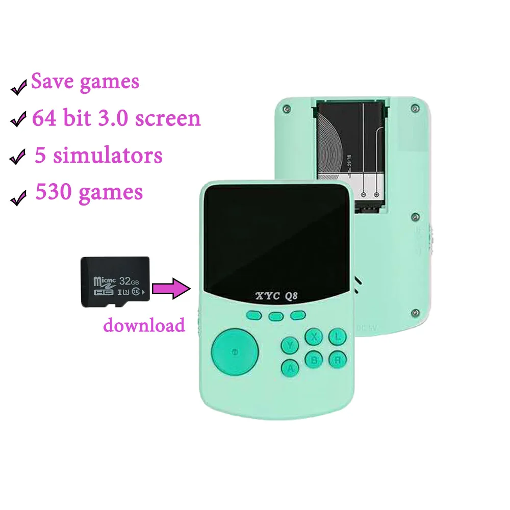 

Retro Game Console 64 Bit Portable Mini Handheld Game Players For NES\SNES\MAME\MD\GBA TF Card 530 Classic Games For Kids Gift