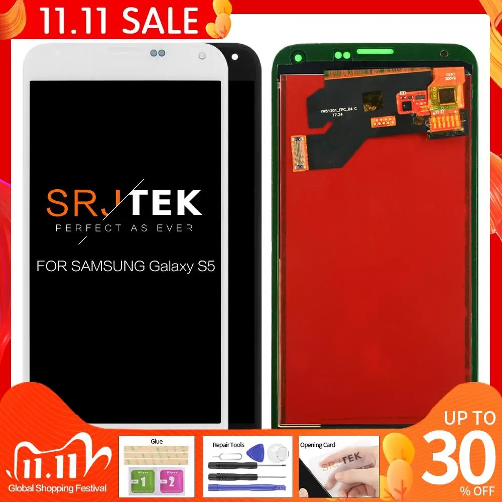ЖК дисплей 5 1 дюйма для Samsung S5 сменный сенсорный экран с цифровым