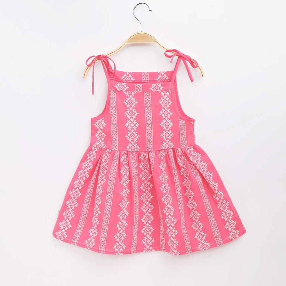 

1-7 Years Girls Dresses Kids Summer Sleeveless Strap Princess Dress Cotton Flower Print Children Clothes Girl Casual Sundress