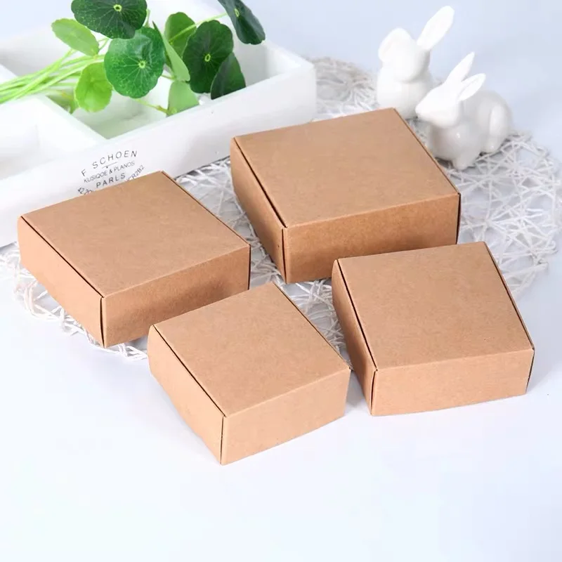 

10Pcs/lot DIY Kraft Gift Box Brown/Black Paper Small Soap Box Kraft Cardboard Mini Jewelry Packing Carton Box 20 Sizes