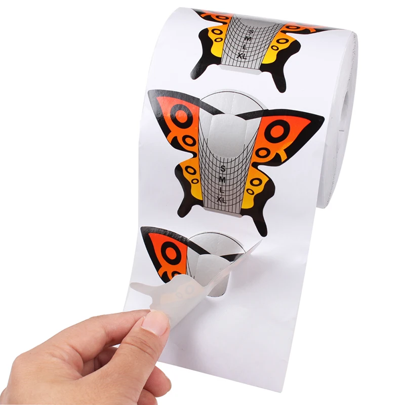 Finger Angel 50/100/500 шт инструментов для ногтей формы наконечника нейл-арта набор инструментов для самостоятельного Бумага кривая бабочка Chablon Гель-лак для ногтей УФ-удлинитель для французского маникюра