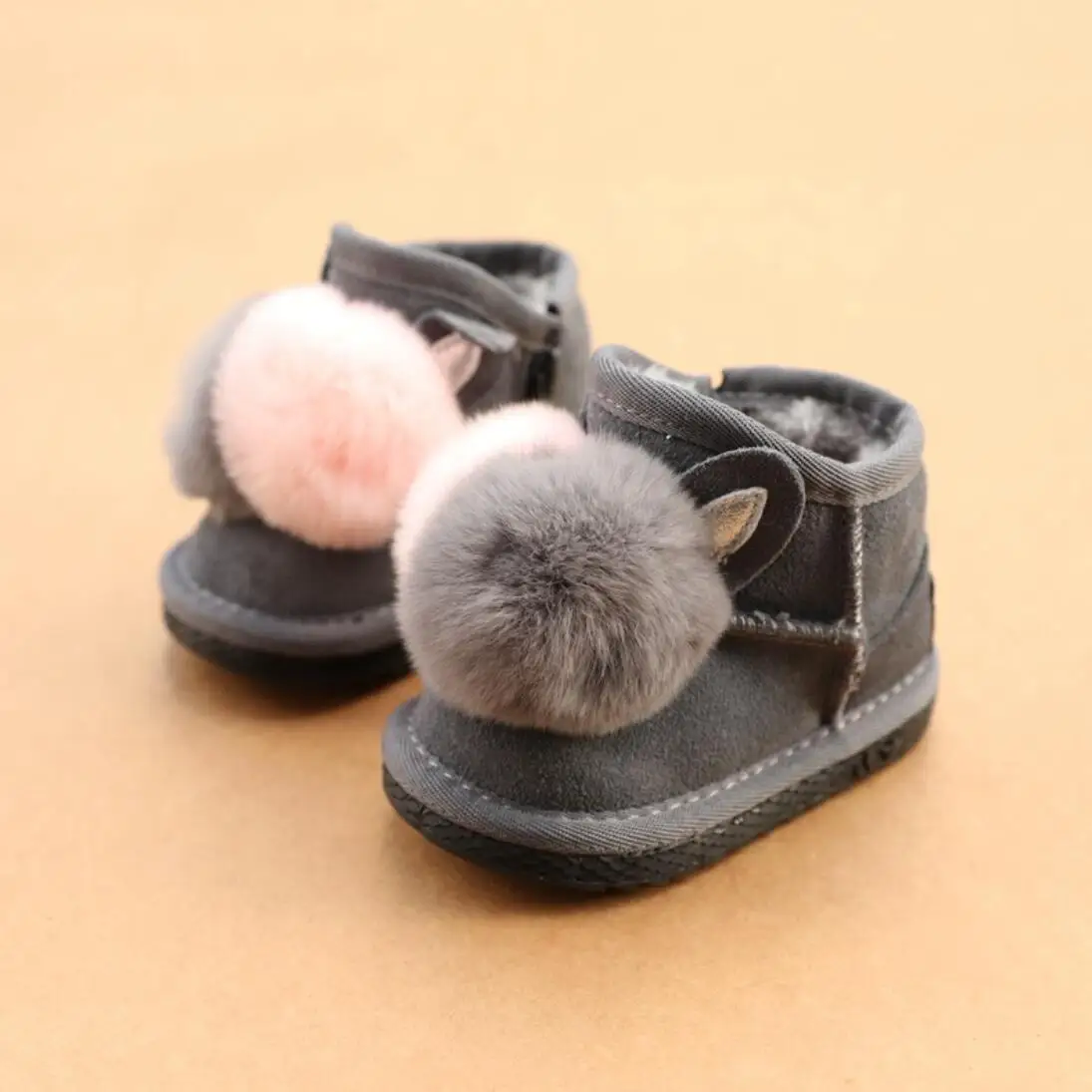 Koovan/Детские теплые сапоги 2020 зимние из натуральной кожи с кроличьим мехом С