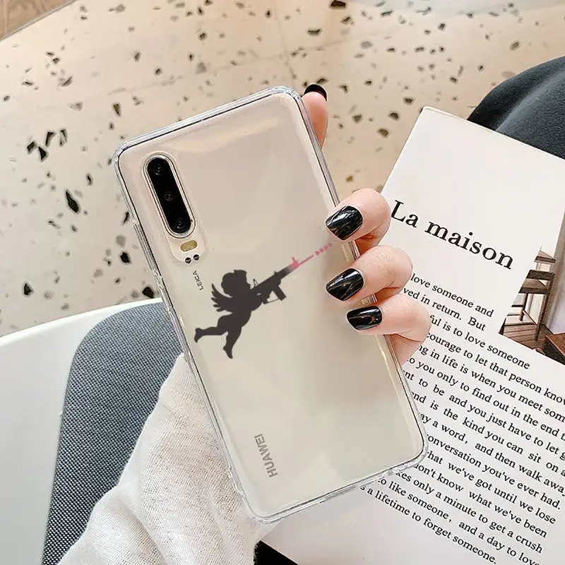 

Angel with gun funny cute Phone Case Transparent for Samsung A71 S9 10 20 HUAWEI p30 40 honor 10i 8x xiaomi note 8 Pro 10t 11