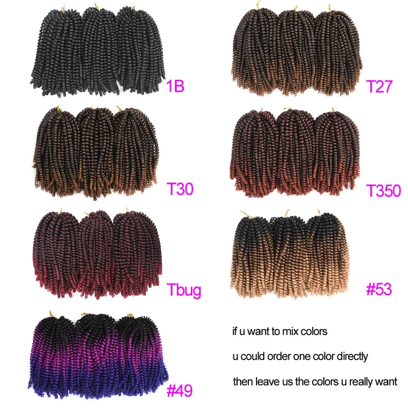 8 дюймов вязанные крючком косички Омбре весна крученые волосы канекалон