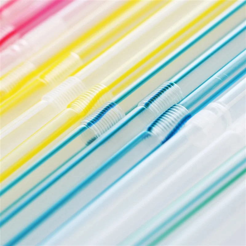 

High Flexible Plastic Straws Striped Multi Colored BPA-Free Disposable Straw Assorted UEJ