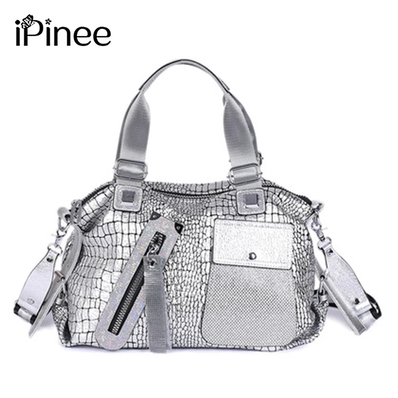 

iPinee Sequins Women Shoulder Bags Large Capacity PU Leather Messenger Bag Female Luxury Serpentine Stylish Lady Totes