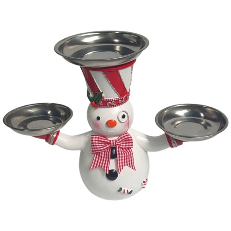 

Christmas Snowman Fruit Plate with Three Plates Snack Cupcake Dessert Food Bowl Stand Christmas Desk Decorations Xmas Ornament
