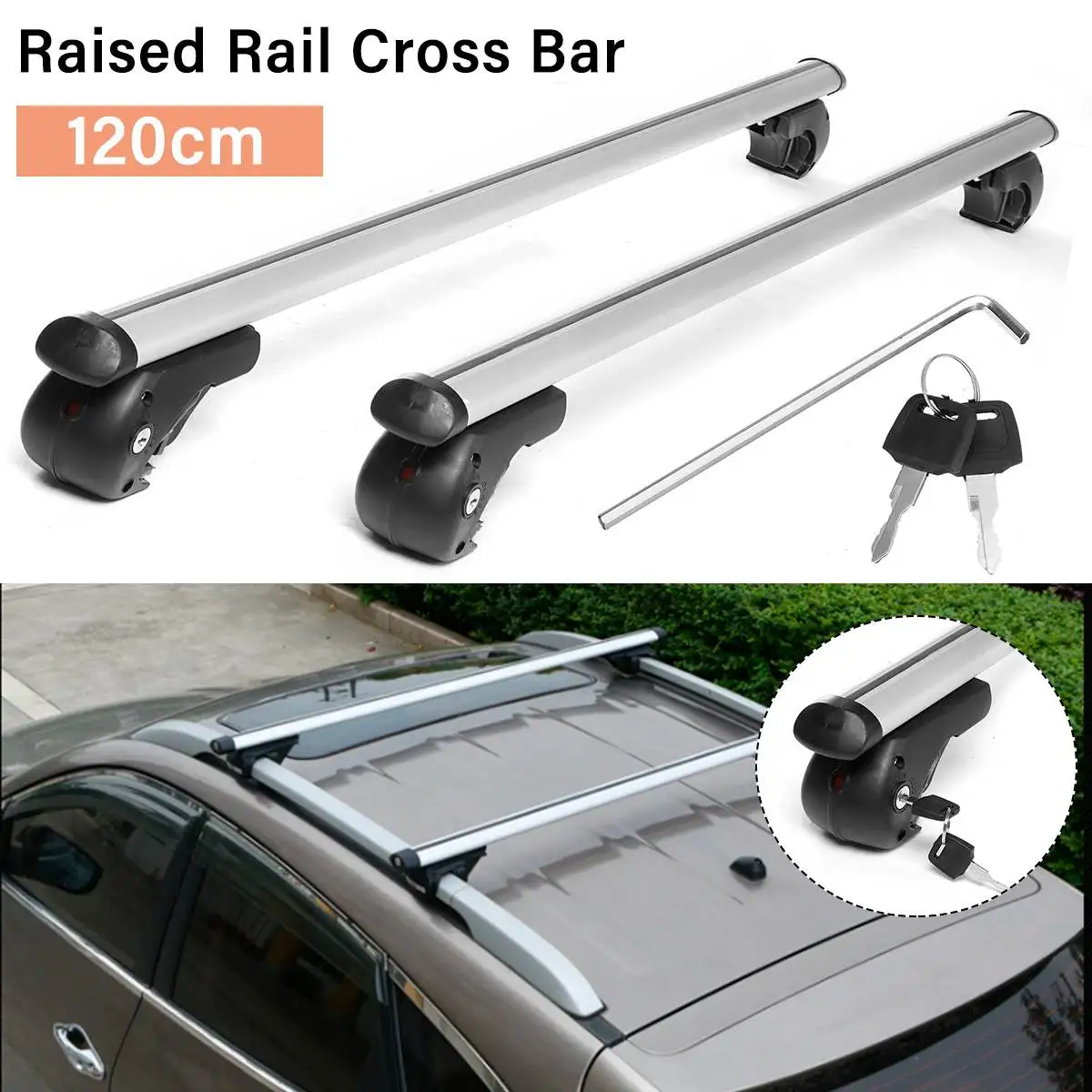 

48" 120cm Universal Car Aluminum Roof Rack Rail Cross Bar Luggage Carrier Bars top Cross bar Rack Rail Boxes W/Lock