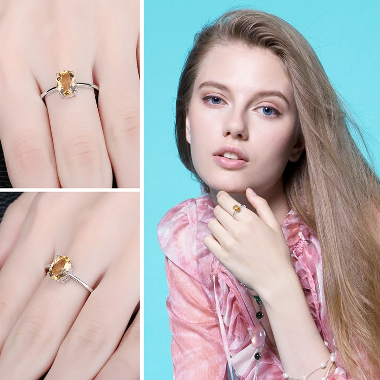 Jewelrypalace Овальный 1.1ct натуральный цитрин камень пасьянс кольцо Подлинная стерлингового серебра 925 новинка года Красивые ювелирные изделия для Для женщин