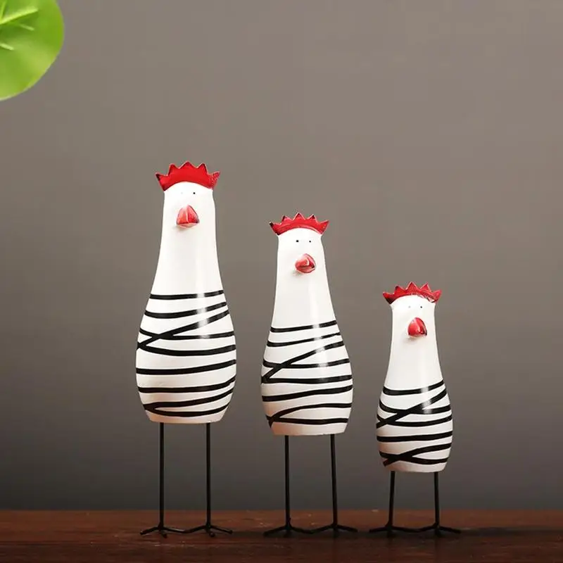 

3 pieces/set Wooden painted wooden chicken Hand-painted Decoration chicken toys wooden E9M8