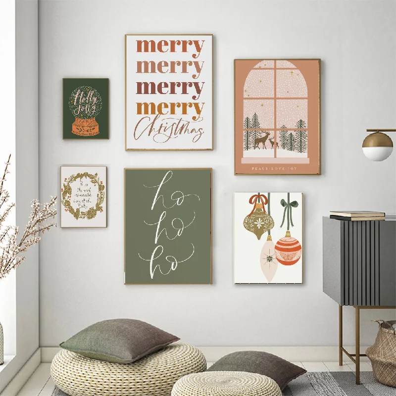 

Скандинавский Рождественский счастливый праздник, мультяшный декор, Картина на холсте, Постер, украшение, картина для 25 декабря, настенное ...