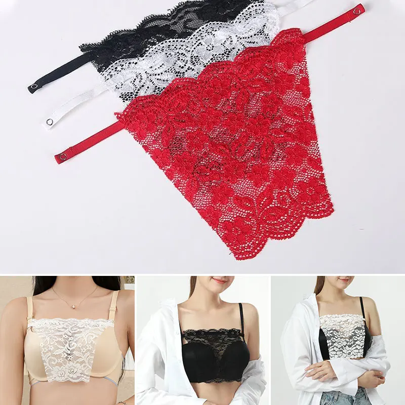 

Lace Privacy Invisible Bra Anti Peep Invisible Bra Woman Lace Hide Underwear Quick Easy Clip-on Lace Mock Camisole Bra Insert