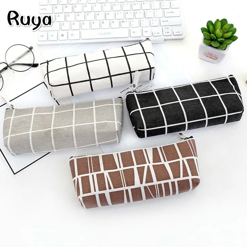 Тканевый чехол-карандаш для школы простые полосатые сетки милые канцелярские