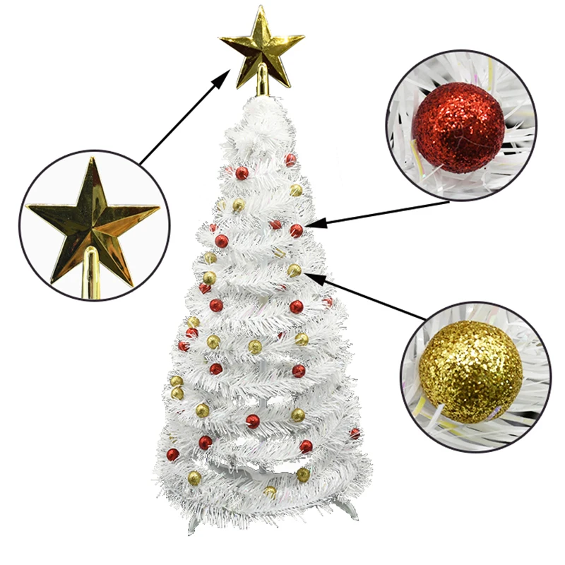 Collapsible Artificial Christmas Table Tree Tinsel Sequins Pop up Trees for Desk Decoration Festival Xmas Party Ornaments | Дом и сад