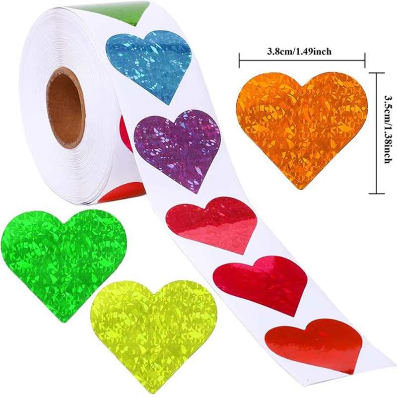 

500pcs Heart Shape Labels Valentine's Day Paper Packaging Sticker Candy Bag