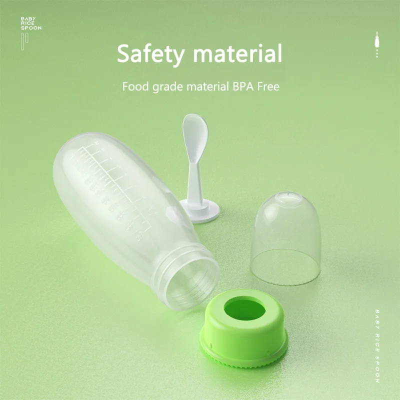 Безопасная силиконовая Детская Бутылочка с ложкой пищевая добавка рисовые