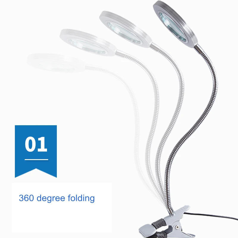 Светодиодный льная Светодиодная лампа с зажимом увеличительное стекло для