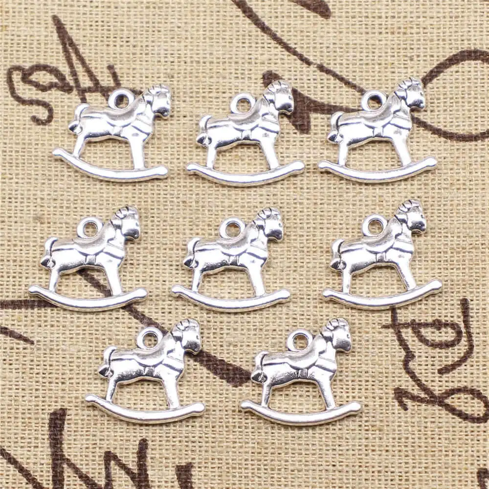 

Аксессуары для ювелирных изделий, подвеска-лошадь-качалка, игрушечная лошадь, лошадь-качалка, античное серебро, 15 шт., 19x18 мм