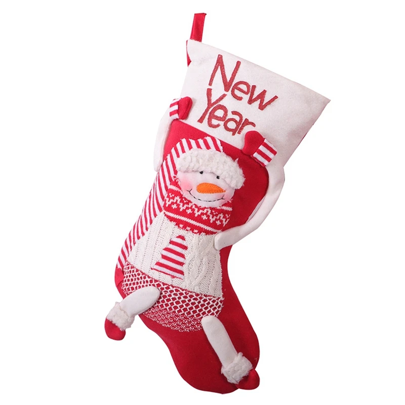 

4 Pcs Christmas Stockings, Xmas Fireplace Socks Candy Gift Bag Christmas Tree Hanging Ornaments Decoration