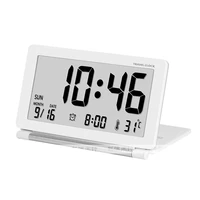 abs mute temperature calendar home lcd display alarm clock office folding electronic flip travel digital desk clock