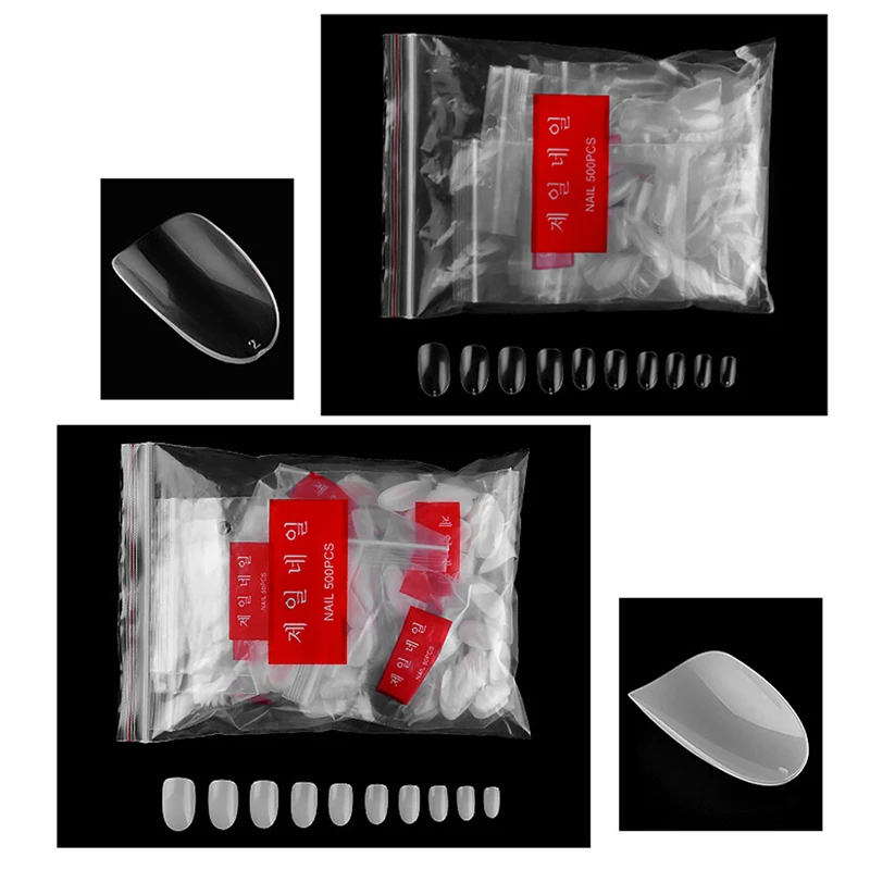 

500Pcs Clear White Natural French False Acrylic Nail Tips UV Gel Ultra Flexible - Size #0- #9 - Pack of 500 tips Fake Nail