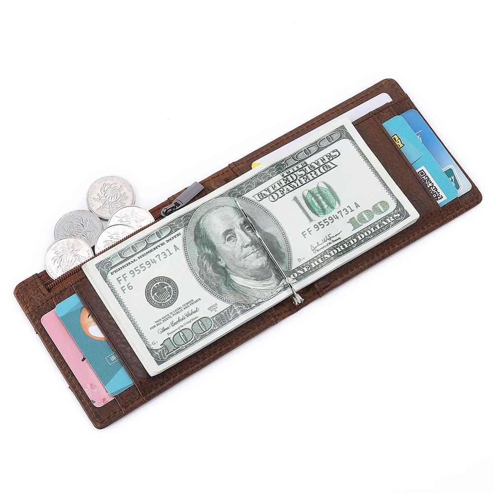 Betronix: новый дизайн Воловья кожа первый слой Короткий Мужской долларовый зажим