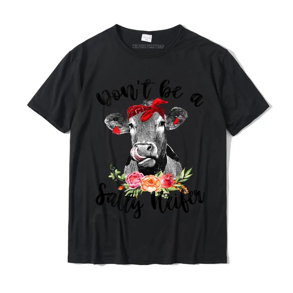 

Womens Funny Cow Bandana Don't Be A Salty Heifer Floral Farmer Harajuku 3D Printed Tees for Men Faddish Cotton Top T-shirts
