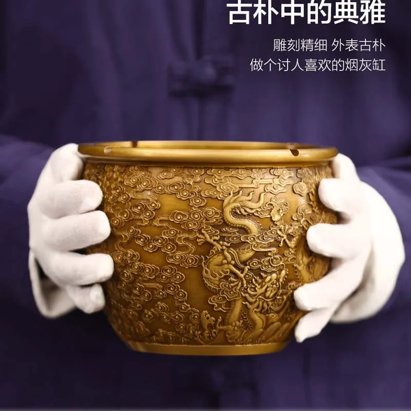 

Лучшая Высококачественная латунная пепельница с изображением двойного дракона для приношения богатства благоприятного удачи для дома и к...